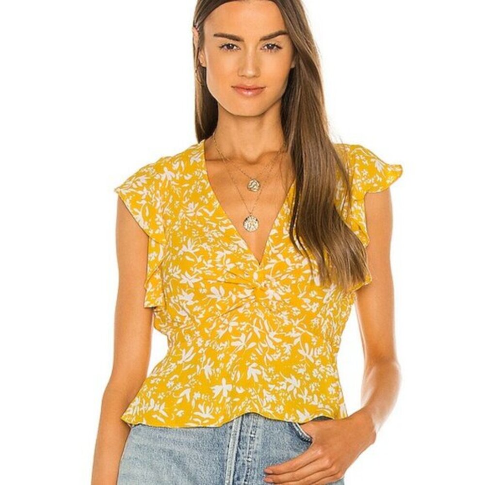 BCBGMAXAZRIA Flutter Sleeve Blouse XS